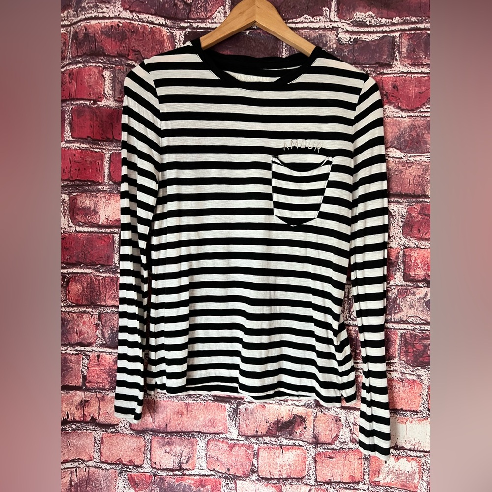 Zadig & Voltaire Regy Stripes "AMOUR" Pocket Tee - NWT